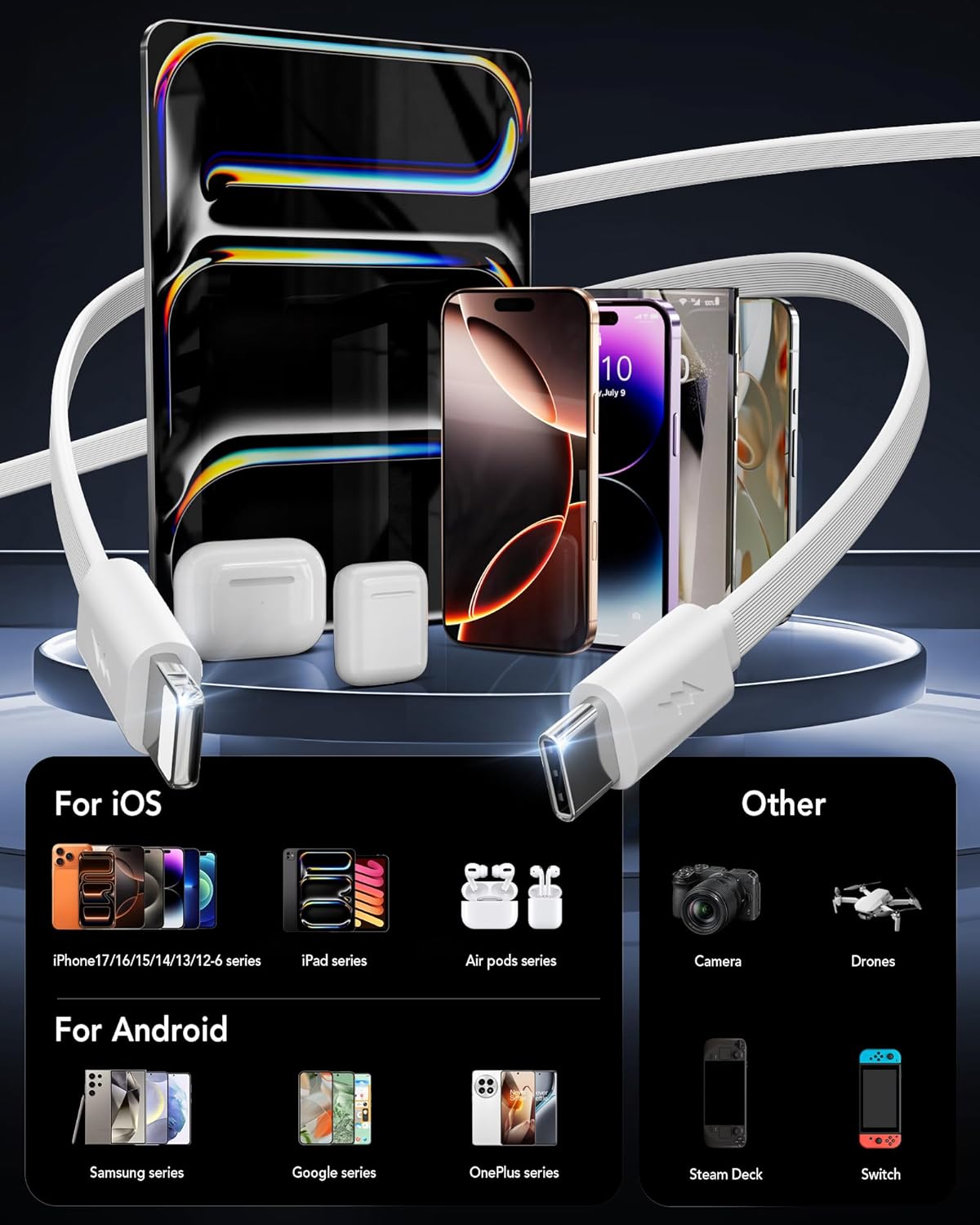 4-in-1 Retractable Wall Charger